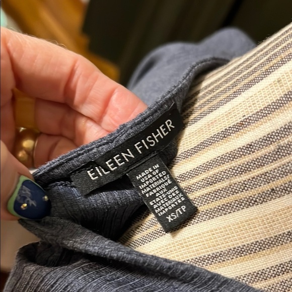 Eileen Fisher Blue Gray Relaxed ribbed T-Shirt Tunic - Picture 4 of 4